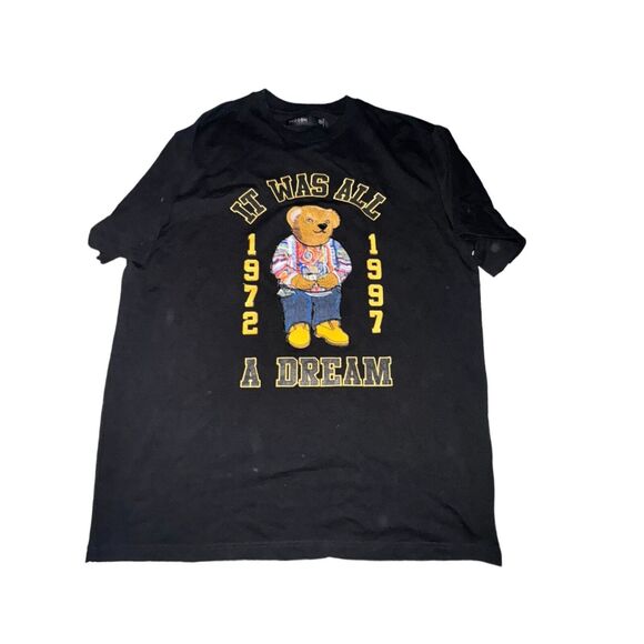 Hudson Outerwear It Was All A Dream Shirt Men's Size 2X Black Biggie Smalls Bear - Picture 1 of 5
